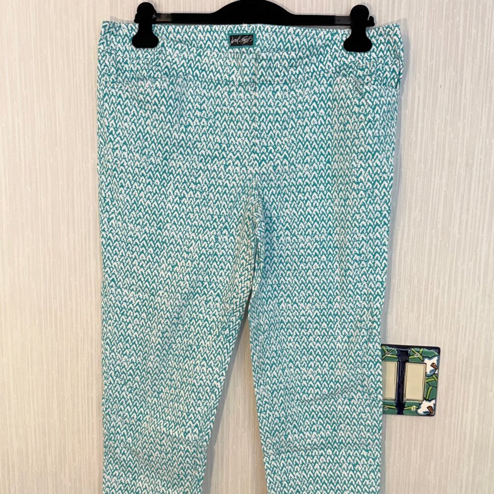 Crop Lord & Taylor Teal Print Pants 16